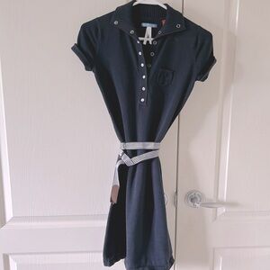 Vintage Esprit Belted Navy Blue Sweater Dress Size Small